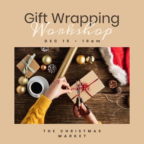 christmas gift wrapping workshop with present and decorations - Download Free Stock Templates Pikwizard.com