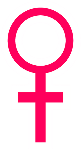 Magenta stylized female gender symbol on transparent background