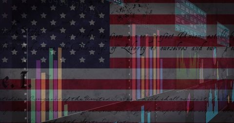 Data Analytics and American Flag Symbolizing Economic Insights