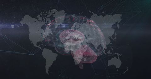 Digital Brain Overlay on Global Network Map - Download Free Stock Images Pikwizard.com