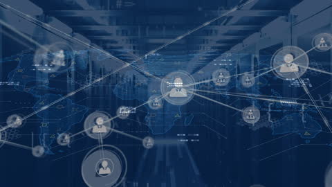 Futuristic Global Network in Server Room Concept