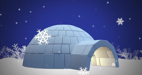 Snowflakes Gently Falling Over an Igloo in Winter Wonderland