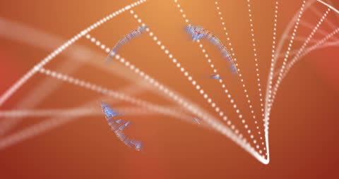 Abstract DNA Helix and Globe on Orange Background for Science and Technology