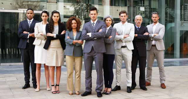 Diverse Business Team Standing with Arms Crossed Outdoors - Download Free Stock Images Pikwizard.com