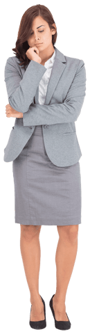 Professional Businesswoman in Thought on Transparent Background