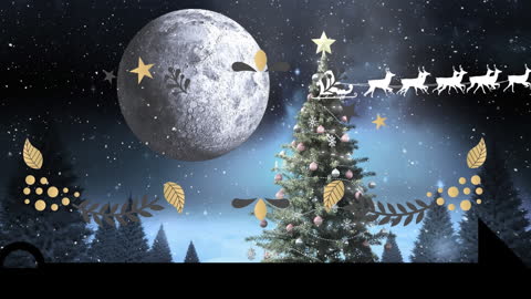 Festive Christmas Animation with Tree and Night Sky
