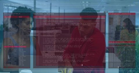 Tech Professionals Collaborating on Projected Code