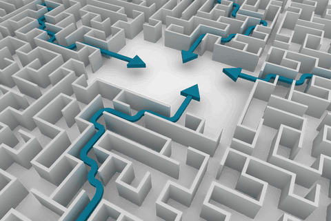 blue arrows showing paths through 3d transparent maze - Download Free Stock Videos Pikwizard.com