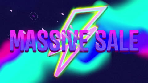 Dynamic Sale Animation with Neon Electric Text and Shapes
