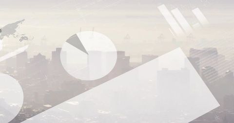 Abstract urban data overlay blending harbor skyline with translucent infographic elements