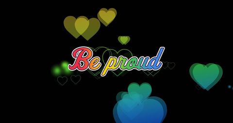Vibrant Rainbow Hearts with Inspiring 'Be Proud' Text - Download Free Stock Images Pikwizard.com