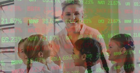 Teacher Mentoring Students with Stock Market Trends Overlay