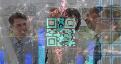 Futuristic Business Concept with QR Code Hologram