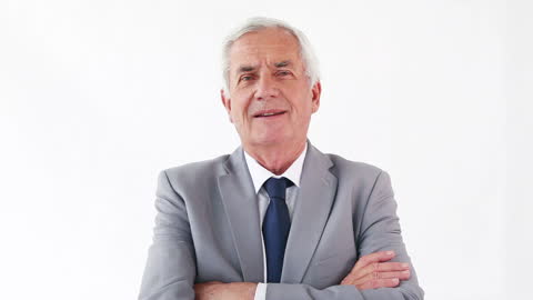 Confident Mature Businessman Smiling Confidently in Modern Suit