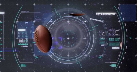 rugby ball amid futuristic digital interface with data visualization - Download Free Stock Images Pikwizard.com