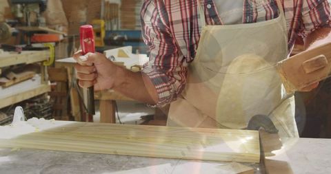 Caucasian Carpenter Crafting in Workshop with Digital Overlay Concept - Download Free Stock Images Pikwizard.com