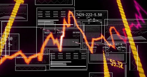 Dynamic Data Visualization Panels with Neon Line Graph