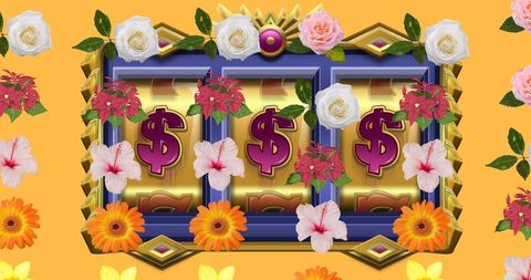Floral Slot Machine Design with Colorful Blooms