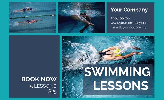 Dynamic Swimming Lessons Promotion, Swimmers in Action under Water - Download Free Stock Templates Pikwizard.com