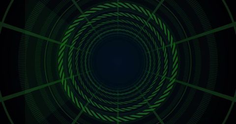 Futuristic green digital tunnel with infinite perspective