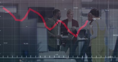 financial data overlay on business meeting collaborative strategy - Download Free Stock Images Pikwizard.com