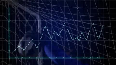 Dynamic Stock Market Graph on Technology-Themed Background