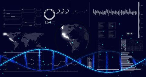 AI Data Processing with DNA Strand on Dark Digital Interface - Download Free Stock Images Pikwizard.com