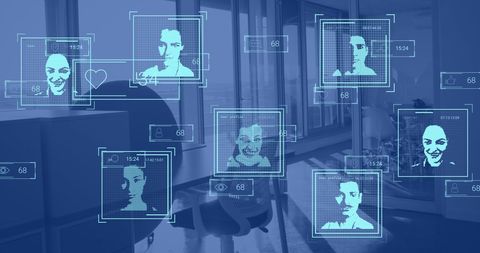 Biometric Photos and Data Processing in Modern Office Setting - Download Free Stock Images Pikwizard.com