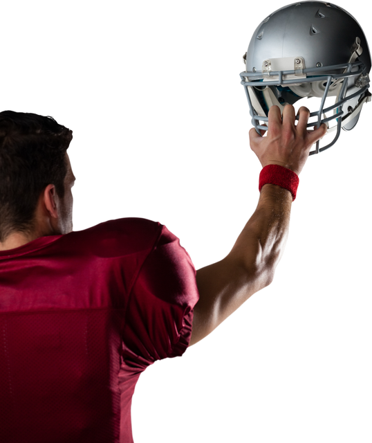 Rear View Football Player Holding Helmet Transparent Background - Download Free Stock Videos Pikwizard.com