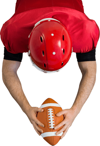 Transparent pov of american football player reaching for football