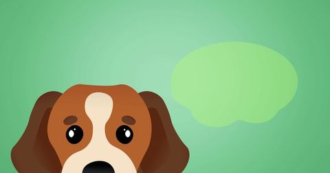 Cute Cartoon Dog with Thought Bubble on Green Background - Download Free Stock Images Pikwizard.com