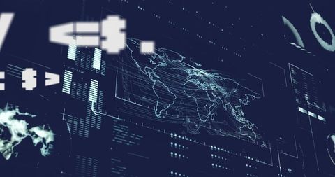 Global Digital Data Processing with World Map Overlay Concept - Download Free Stock Images Pikwizard.com
