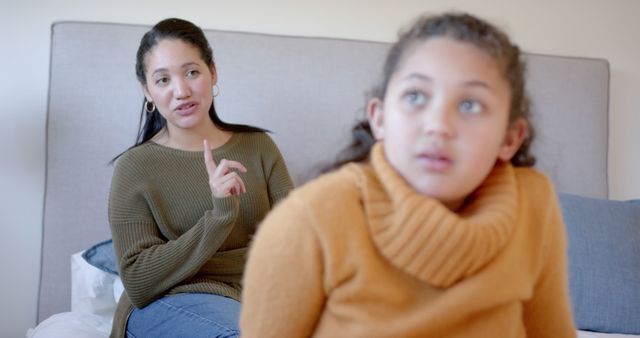 Mother Scolding Daughter in Cozy Home Setting - Download Free Stock Images Pikwizard.com