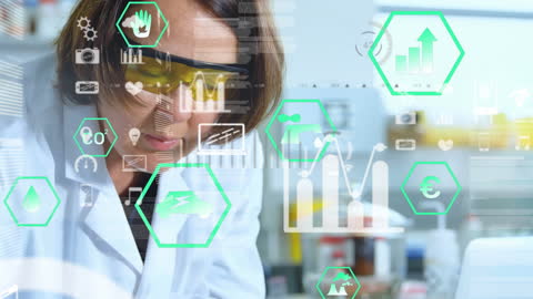 Innovative Female Scientist Analyzing Digital Data in Laboratory