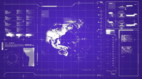Visual showing digital globe surrounded by data interfaces and holographic elements. Perfect for technology presentations, global business concepts, and digital marketing visuals, displaying themes of connectivity and comprehensive data analysis.