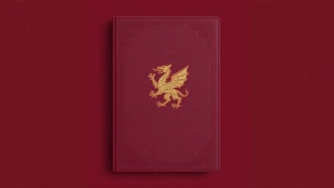 Elegant red hardcover book with luxurious gold dragon emblem