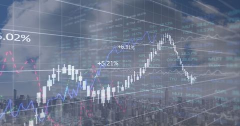 City Skyline Merging with Financial Graphs Demonstrating Market Trends - Download Free Stock Images Pikwizard.com