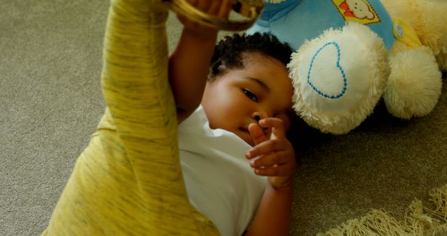 Cute Toddler Playing with Stuffed Animals at Home - Download Free Stock Images Pikwizard.com