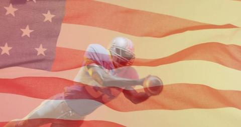 Dynamic Football Player Overlay on USA Flag for Patriotic Sports Concept - Download Free Stock Images Pikwizard.com