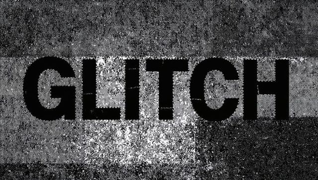 Grainy glitch typography with static bands and pixel noise for tech and cyberpunk design