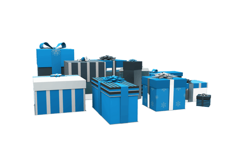 Transparent Holiday Gift Boxes in Blue and Silver Tones