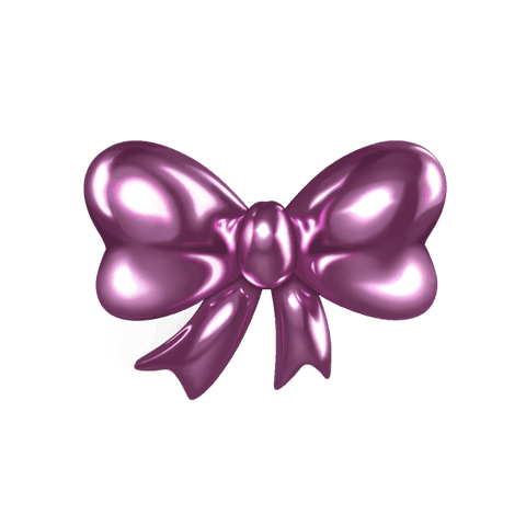 Glossy metallic purple bow on transparent background for festive ornamentation
