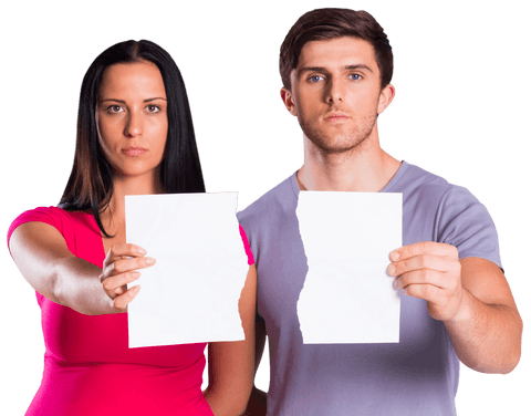 couple holding broken white paper on transparent background - Download Free Stock Videos Pikwizard.com