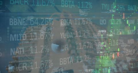 Digital Interface With World Map and Financial Data Visualization