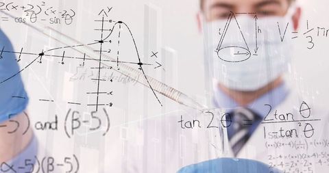 scientist in laboratory analyzing data with mathematical overlay - Download Free Stock Images Pikwizard.com