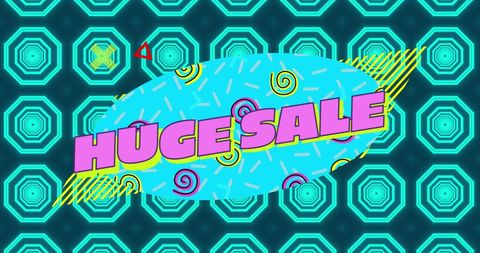 Colorful Huge Sale Promotion Banner with Geometric Design