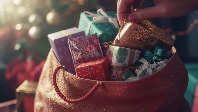Luxury Gift Collection in Festive Holiday Bag Setting