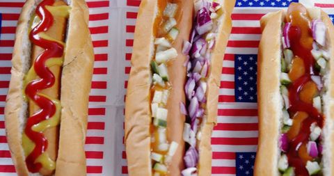 American Flag Hot Dogs Celebrating National Pride