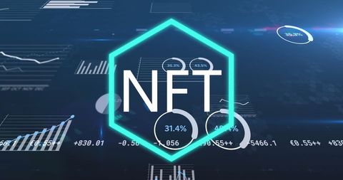 Digital interface with nft text represents market trends