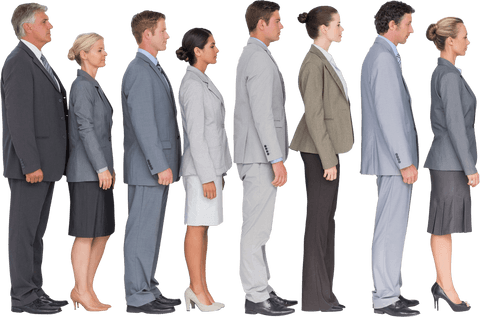 Transparent group of business professionals standing in line